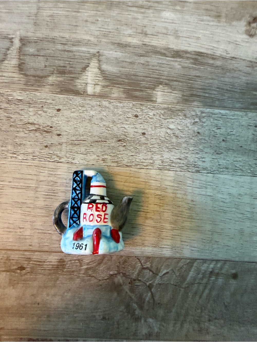 Rocket Teapot Accent Figurine - White and Red